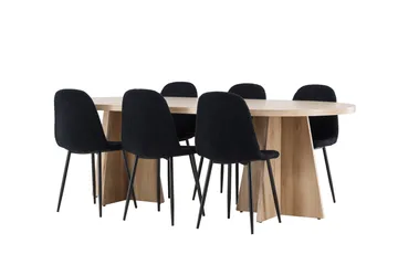 Bootcut Matgrupp 230 cm Rektangulär med 6 Polar stolar - Whitewash/Svart - Products - Möbler - Bord & matgrupp - Matgrupp