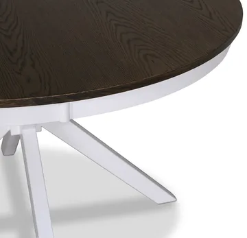 Bord Ø120 cm brun toppskiva med vita ben - Skagen - Vit / Brunoljad ek - Products - Möbler - Bord & matgrupp - Matbord & köksbord