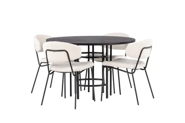 Copenhagen Matgrupp 115 cm Rund med 4 Chico Stolar - Svart - Products - Möbler - Bord & matgrupp - Matgrupp