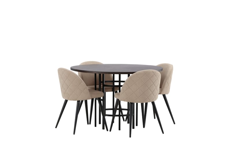 Copenhagen Matgrupp 115 cm Rund med 4 Velvet stolar - Beige - Products - Möbler - Bord & matgrupp - Matgrupp