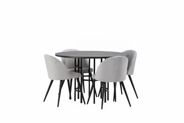 Copenhagen Matgrupp 115 cm Rund med 4 Velvet stolar - Grå - Products - Möbler - Bord & matgrupp - Matgrupp