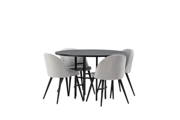 Copenhagen Matgrupp 115 cm Rund med 4 Velvet stolar - Svart - Products - Möbler - Bord & matgrupp - Matgrupp