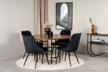 Copenhagen Matgrupp 140 cm Rund med 4 Velvet Deluxe stolar - Svart - Products - Möbler - Bord & matgrupp - Matgrupp
