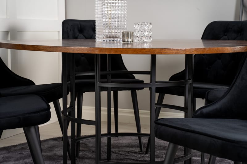 Copenhagen Matgrupp 140 cm Rund med 6 Velvet Deluxe stolar - Svart - Products - Möbler - Bord & matgrupp - Matgrupp