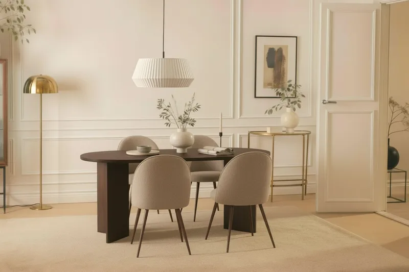 Dano Matbord 180 cm  med 6 Nibe Plus Matstolar - Valnöt / Greige - Products - Möbler - Bord & matgrupp - Matgrupp