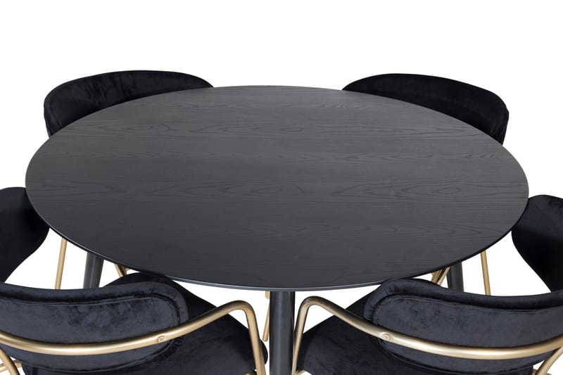 Dipp Matgrupp 115 cm Rund med 4 Arrow stolar - Svart/Guld - Products - Möbler - Bord & matgrupp - Matgrupp