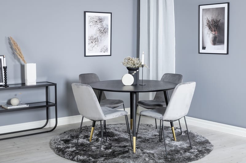Dipp Matgrupp 115 cm Rund med 4 Muce stolar - Svart/Guld - Products - Möbler - Bord & matgrupp - Matgrupp