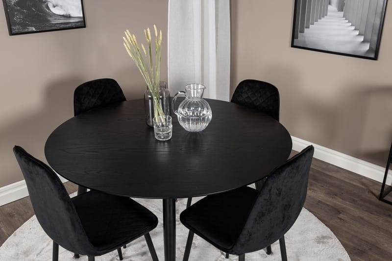 Dipp Matgrupp 115 cm Rund med 4 Polar stolar - Svart - Products - Möbler - Bord & matgrupp - Matgrupp