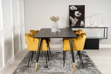 Dipp Matgrupp 180 cm Rektangulär med 4 Limhamn stolar - Svart/Guld - Products - Möbler - Bord & matgrupp - Matgrupp