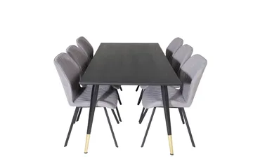 Dipp Matgrupp 180 cm Rektangulär med 6 Gemma stolar - Svart/Guld - Products - Möbler - Bord & matgrupp - Matgrupp