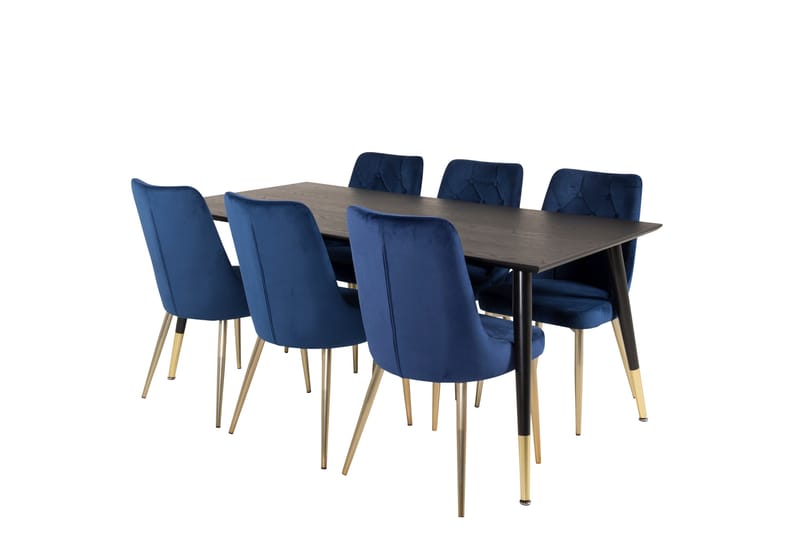 Dipp Matgrupp 180 cm Rektangulär med 6 Velvet Deluxe stolar - Svart - Products - Möbler - Bord & matgrupp - Matgrupp