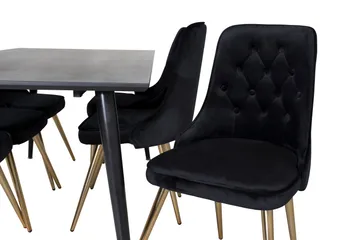 Dipp Matgrupp 180 cm Rektangulär med 6 Velvet Deluxe stolar - Svart/Guld - Products - Möbler - Bord & matgrupp - Matgrupp