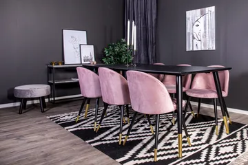 Dipp Matgrupp 180 cm Rektangulär med 6 Velvet stolar - Svart/Guld - Products - Möbler - Bord & matgrupp - Matgrupp