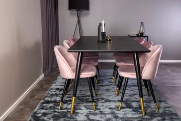 Dipp Matgrupp 180 cm Rektangulär med 6 Velvet stolar - Svart/Guld - Products - Möbler - Bord & matgrupp - Matgrupp