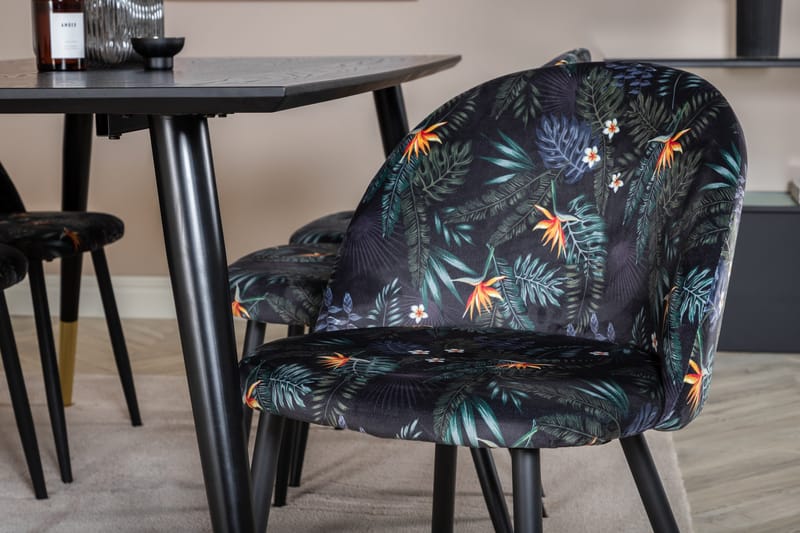 Dipp Matgrupp 180 cm Rektangulär med 6 Velvet stolar - Svart/Guld - Products - Möbler - Bord & matgrupp - Matgrupp