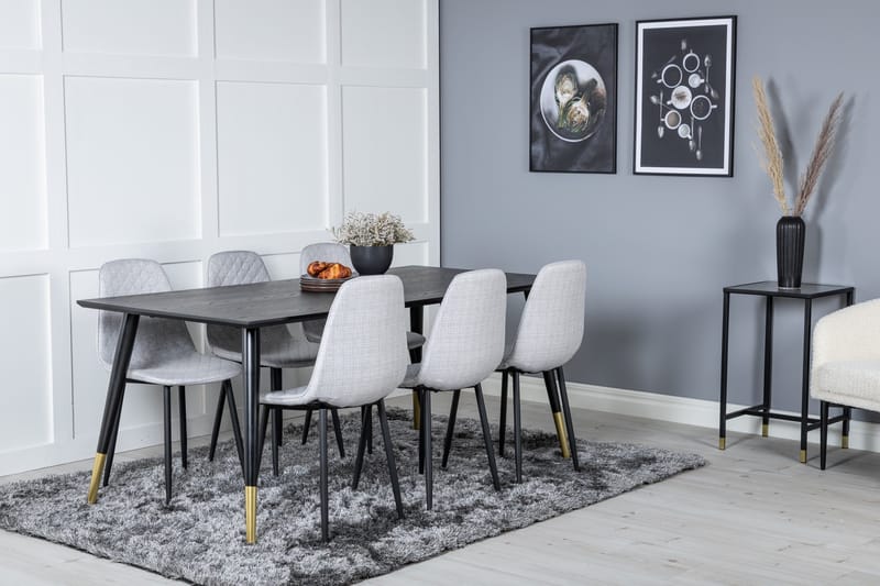 Dipp Matgrupp 180 cm Rektangulär med 6 Polar stolar - Svart/Guld - Products - Möbler - Bord & matgrupp - Matgrupp