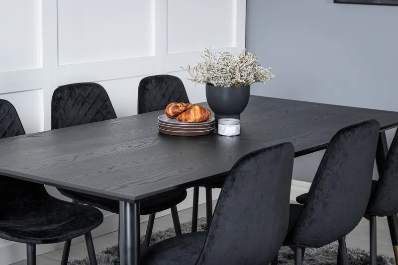 Dipp Matgrupp 180 cm Rektangulär med 6 Polar stolar - Svart/Guld - Products - Möbler - Bord & matgrupp - Matgrupp