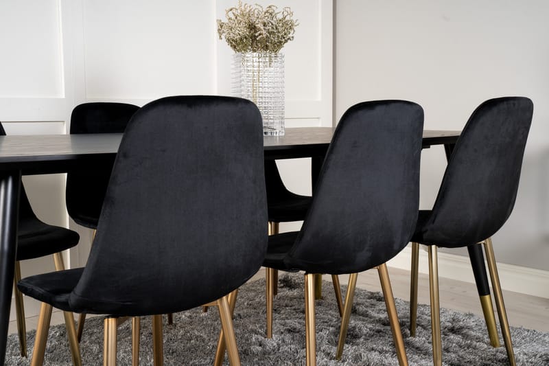 Dipp Matgrupp 180 cm Rektangulär med 6 Polar stolar - Svart/Guld - Products - Möbler - Bord & matgrupp - Matgrupp