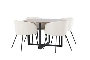 Durango Matgrupp 120 cm Rund med 4 Berit Stolar - Valnöt - Products - Möbler - Bord & matgrupp - Matgrupp