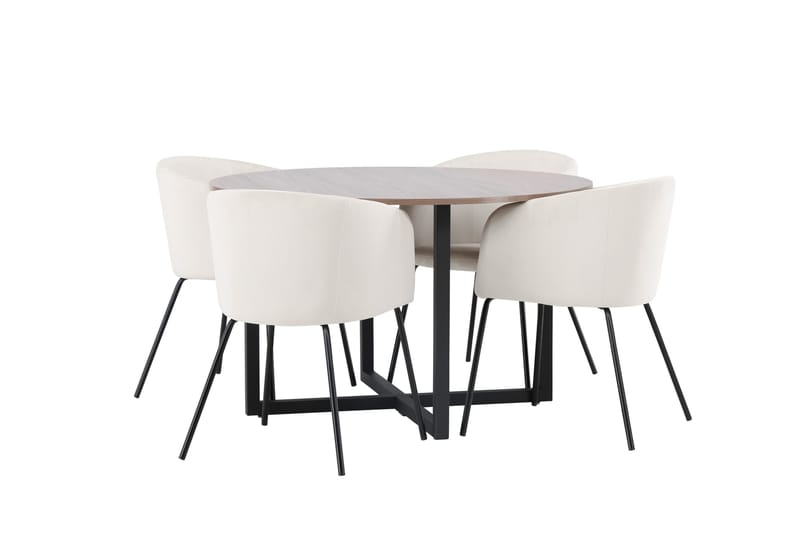 Durango Matgrupp 120 cm Rund med 4 Berit Stolar - Valnöt - Products - Möbler - Bord & matgrupp - Matgrupp