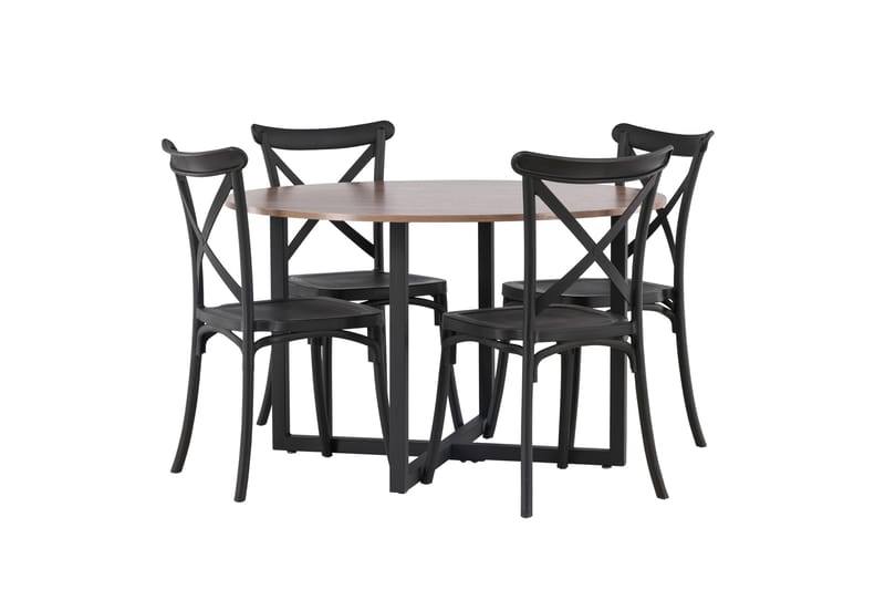 Durango Matgrupp 120 cm Rund med 4 Crosett Stolar - Valnöt - Products - Möbler - Bord & matgrupp - Matgrupp