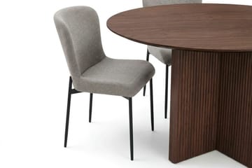 Edda Matgrupp runt 110 cm Valnöt med 4 Elsie Matstolar - Valnöt/Ljusgrå - Products - Möbler - Bord & matgrupp - Matgrupp