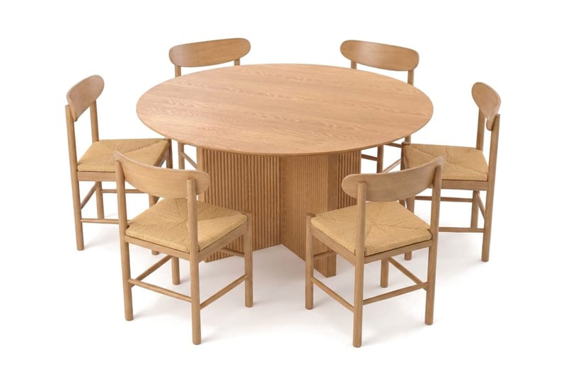 Edda Matgrupp runt 150 cm Ek med 6 Malte Matstolar - Products - Möbler - Bord & matgrupp - Matgrupp