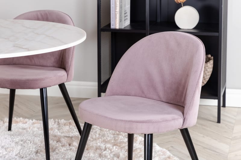 Estelle Matgrupp 106 cm Rund med 4 Velvet stolar - Svart - Products - Möbler - Bord & matgrupp - Matgrupp