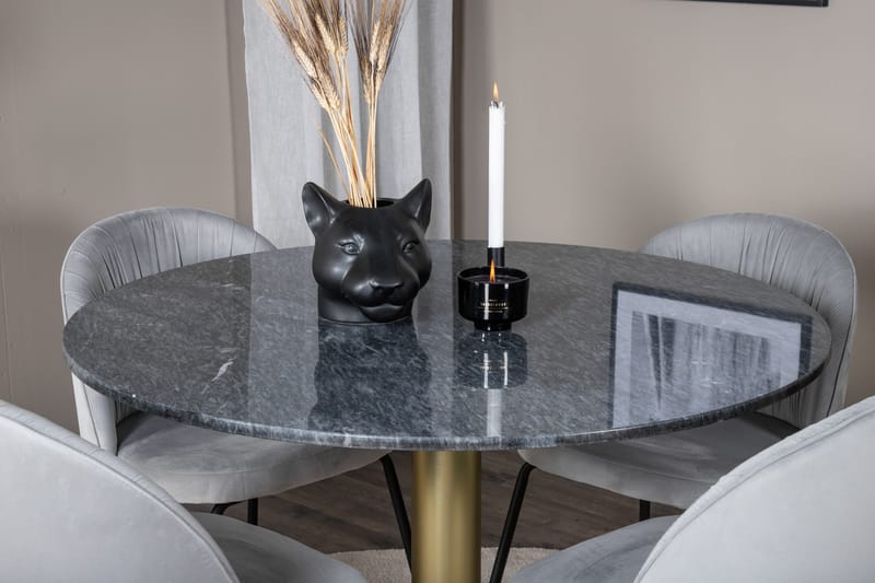 Estelle Matgrupp 106 cm Rund med 4 Wrinkles stolar - Svart/Guld - Products - Möbler - Bord & matgrupp - Matgrupp