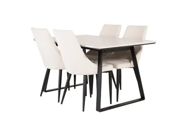 Estelle Matgrupp 140 cm Rektangulär med 4 Leone stolar - Svart - Products - Möbler - Bord & matgrupp - Matgrupp
