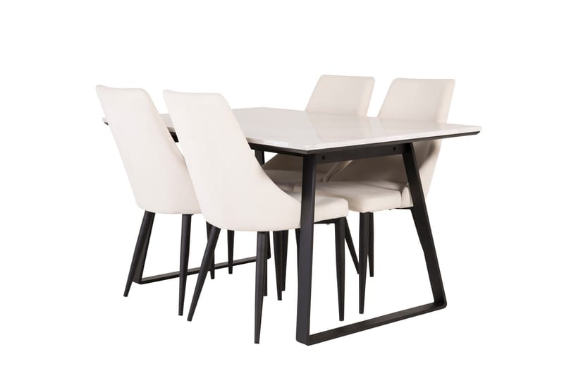 Estelle Matgrupp 140 cm Rektangulär med 4 Leone stolar - Svart - Products - Möbler - Bord & matgrupp - Matgrupp