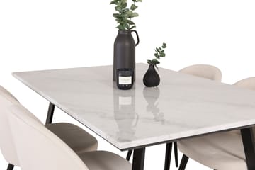 Estelle Matgrupp 140 cm Rektangulär med 4 Velvet stolar - Beige - Products - Möbler - Bord & matgrupp - Matgrupp