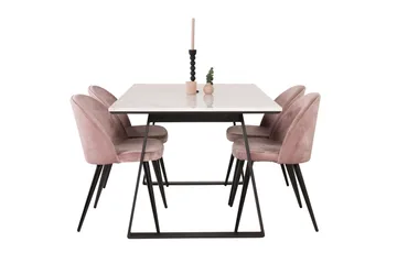 Estelle Matgrupp 140 cm Rektangulär med 4 Velvet stolar - Svart - Products - Möbler - Bord & matgrupp - Matgrupp