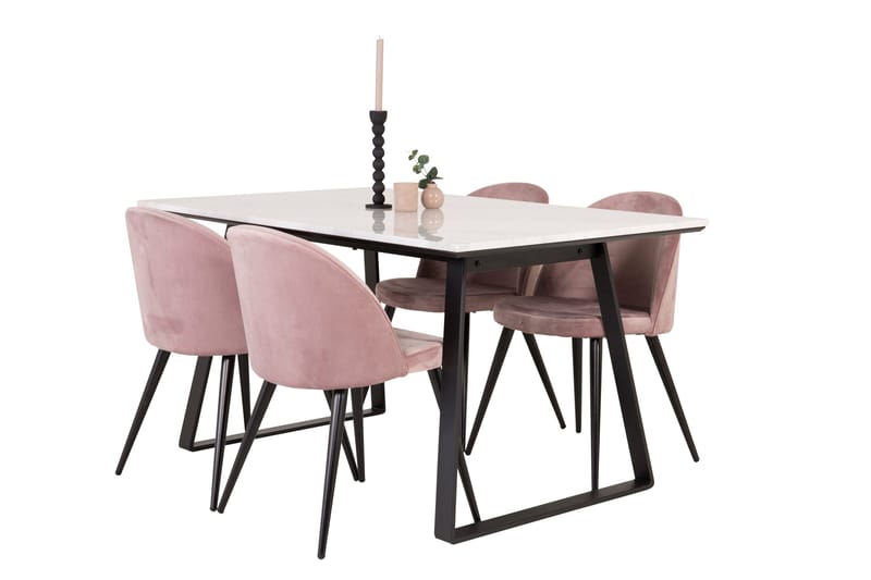 Estelle Matgrupp 140 cm Rektangulär med 4 Velvet stolar - Svart - Products - Möbler - Bord & matgrupp - Matgrupp