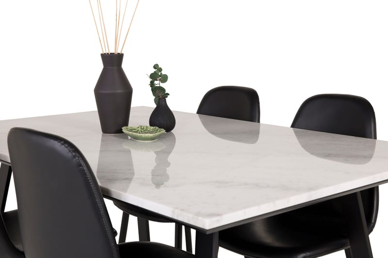 Estelle Matgrupp 140 cm Rektangulär med 4 Polar stolar - Svart - Products - Möbler - Bord & matgrupp - Matgrupp