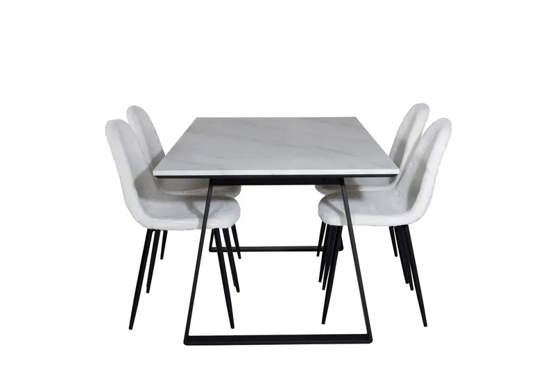 Estelle Matgrupp 140 cm Rektangulär med 4 Polar stolar, Svart