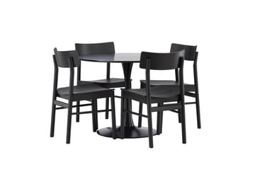 Glade Matgrupp + 4 stolar Rektangulär - Svart - Products - Möbler - Bord & matgrupp - Matgrupp