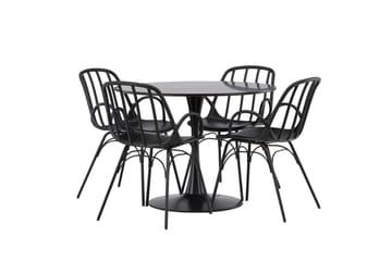 Glade Matgrupp 100 cm Rund med 4 Dyrön stolar - Svart - Products - Möbler - Bord & matgrupp - Matgrupp