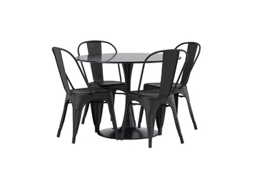 Glade Matgrupp 100 cm Rund med 4 Tempe Stolar - Svart - Products - Möbler - Bord & matgrupp - Matgrupp