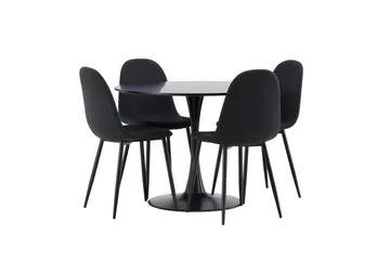 Glade Matgrupp 100 cm Rund med 4 Polar stolar - Svart - Products - Möbler - Bord & matgrupp - Matgrupp