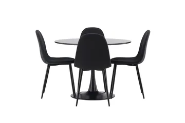 Glade Matgrupp 100 cm Rund med 4 Polar stolar - Svart - Products - Möbler - Bord & matgrupp - Matgrupp