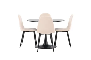 Glade Matgrupp 100 cm Rund med 4 Polar stolar - Beige - Products - Möbler - Bord & matgrupp - Matgrupp