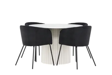 Härön Matgrupp 110 cm Rund med 4 Berit stolar - Vit/Svart - Products - Möbler - Bord & matgrupp - Matgrupp