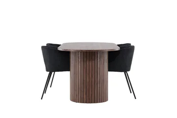 Härön Matgrupp 200 cm Oval med 4 Berit stolar - Mocca/Svart - Products - Möbler - Bord & matgrupp - Matgrupp