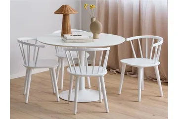 Ibiza Matgrupp Rund 110 cm + 4 st Matstolar - Vit - Products - Möbler - Bord & matgrupp - Matgrupp