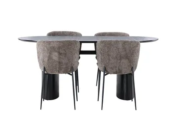 Isolde Matgrupp 180 cm Oval med 4 Modesto stolar - Svart - Products - Möbler - Bord & matgrupp - Matgrupp