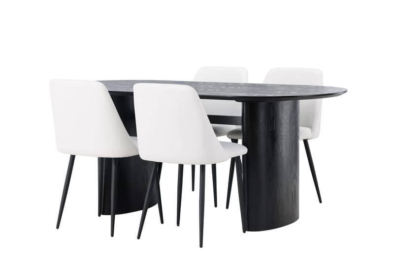 Isolde Matgrupp 180 cm Oval med 4 Night stolar - Svart - Products - Möbler - Bord & matgrupp - Matgrupp