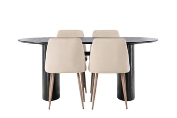 Isolde Matgrupp 180 cm Oval med 4 Night Stolar - Svart - Products - Möbler - Bord & matgrupp - Matgrupp