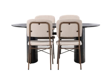 Isolde Matgrupp 180 cm Oval med 4 Seda stolar - Beige - Products - Möbler - Bord & matgrupp - Matgrupp