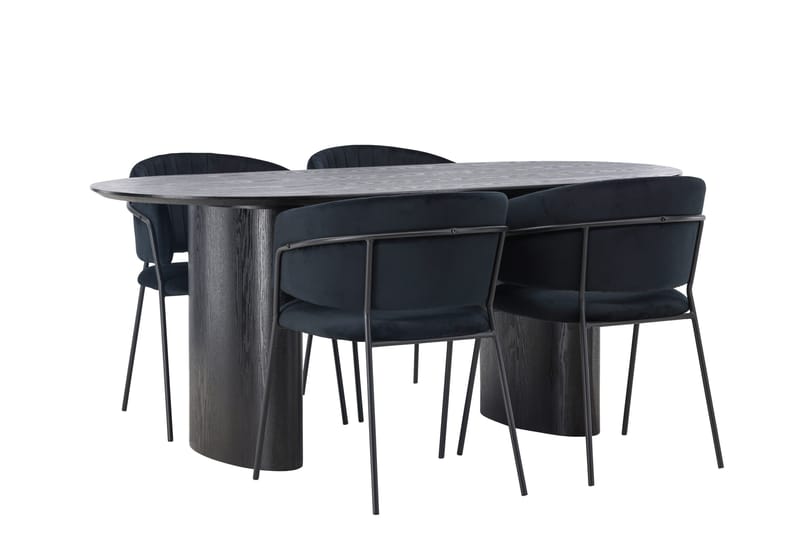 Isolde Matgrupp 180 cm Oval med 4 Selma Stolar - Svart - Products - Möbler - Bord & matgrupp - Matgrupp